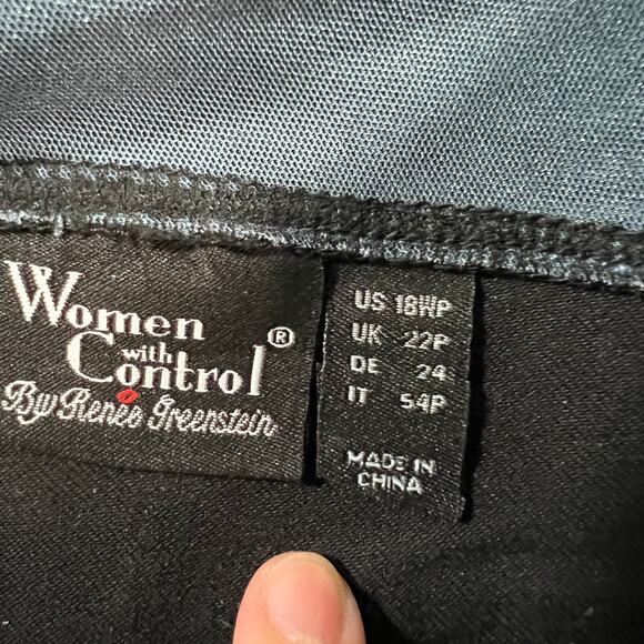 Women with Control Denim Tummy Control Pants Black Plus Petite 18 - Picture 3 of 11